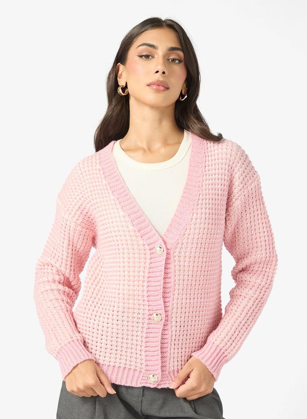 Check Print Cardigan - Image 1