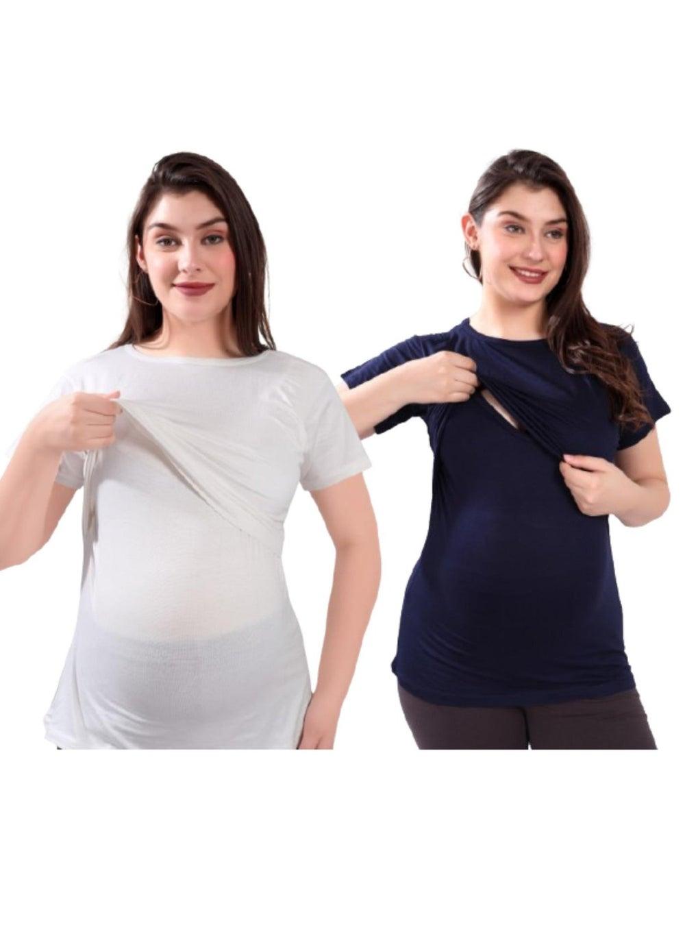 TUMMY Maternity & Nursing Double Layered Pull-On Top, 2 Pack - Image 1