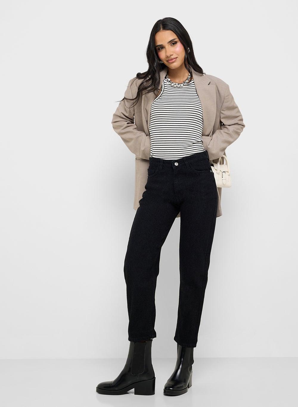High Rise Ankle Length Mom Jeans - Image 1