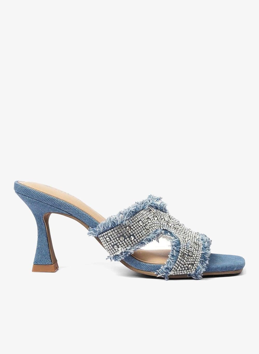 Comfort Heeled Denim Sandals - Image 1