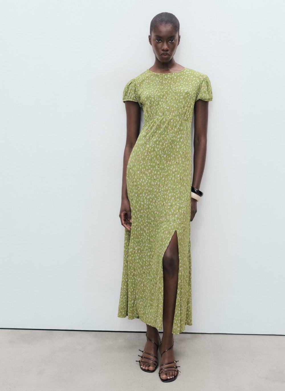 Floral Print Pleated Midi Dress - Image 1