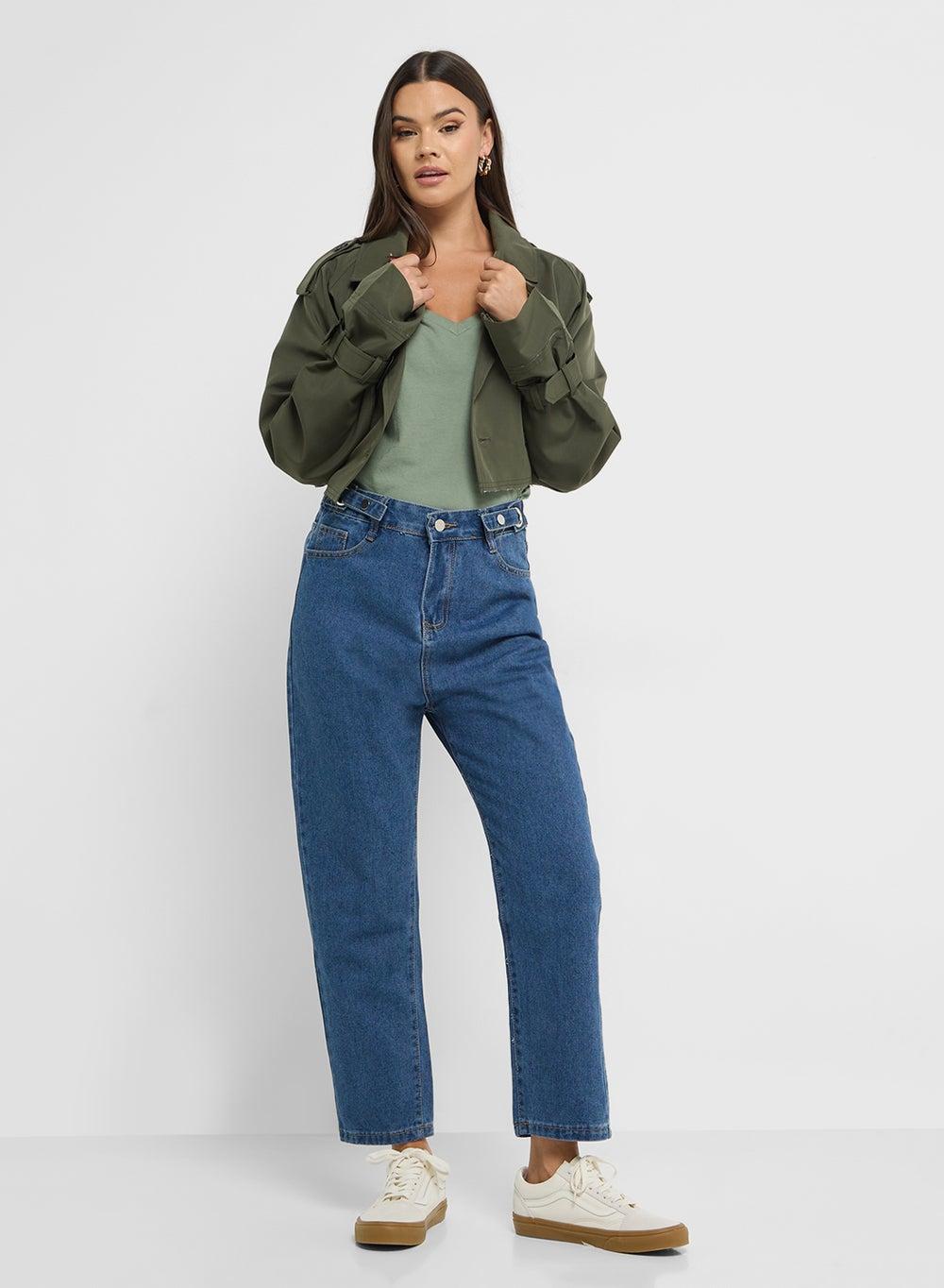High Rise Slim Fit Cropped Jeans - Image 1