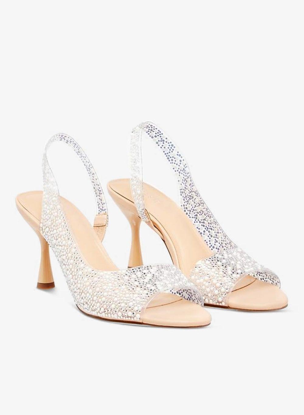 Women’s Embellished Slingback Sandals with Flared Heels - Image 1