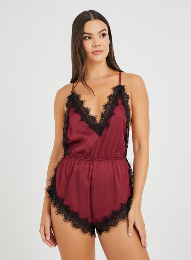 Eyelash Lace Edge Teddy Bodysuit - Image 1