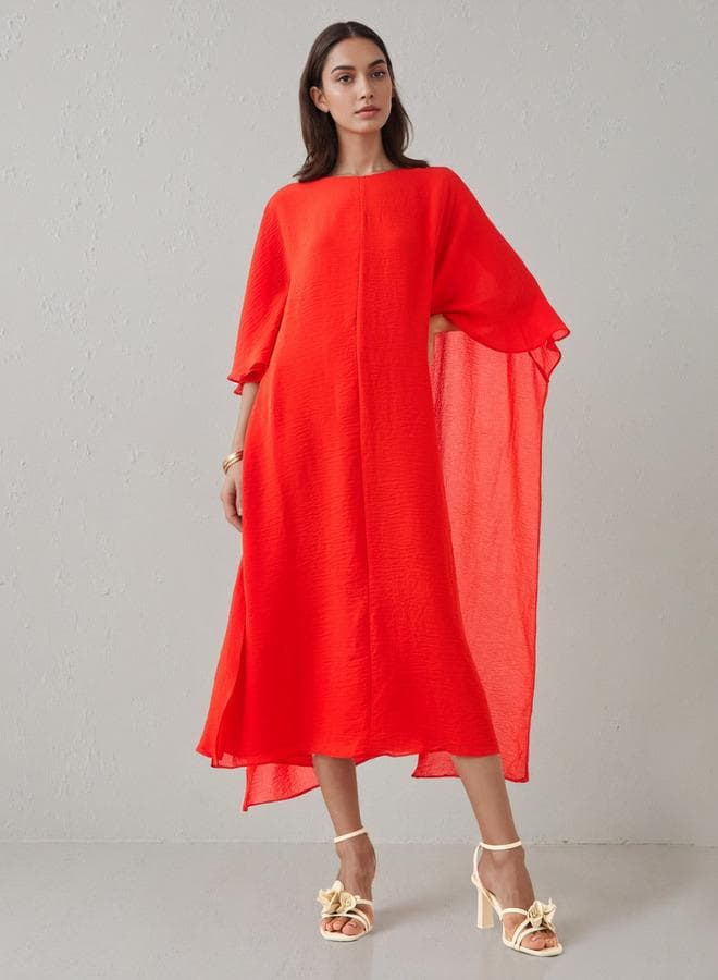 Iconic Midi Party Dress with Cape Sleeves - Image 1