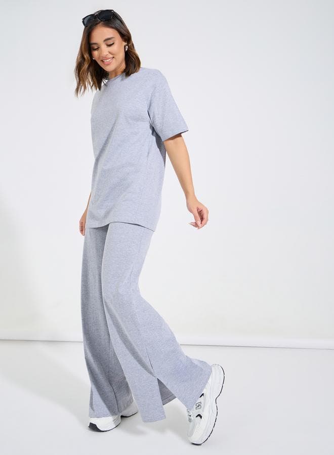 Longline Oversized T-Shirt & Wide Leg Joggers Co-Ord Set - Image 1