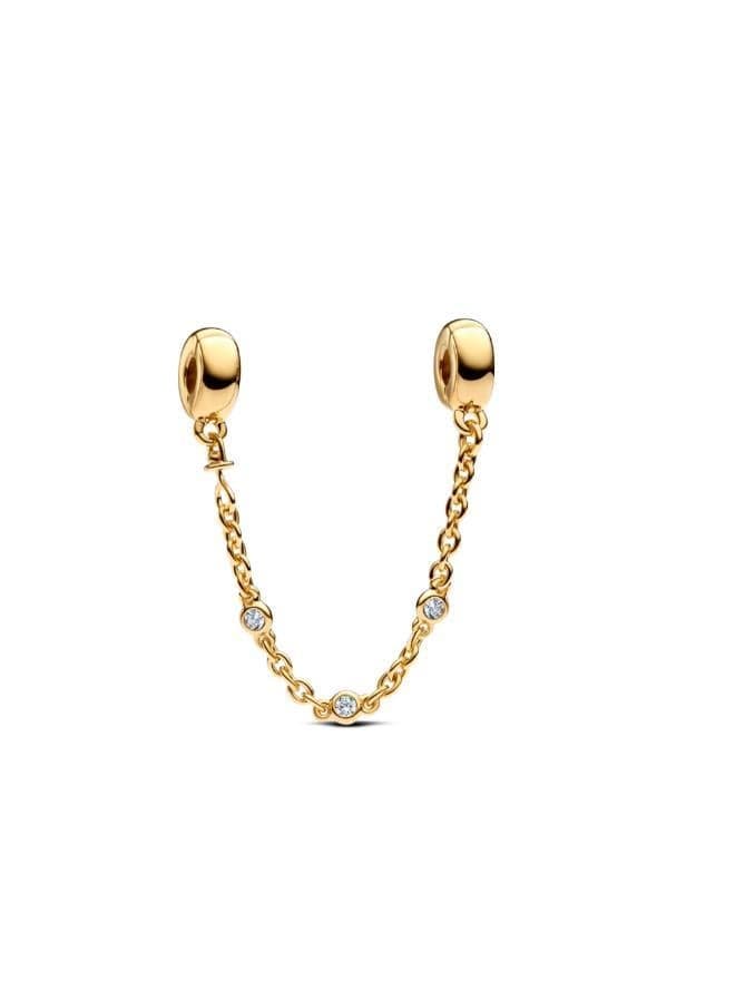 Triple Clear Stone 14k Gold-Plated Safety Chain - Image 1