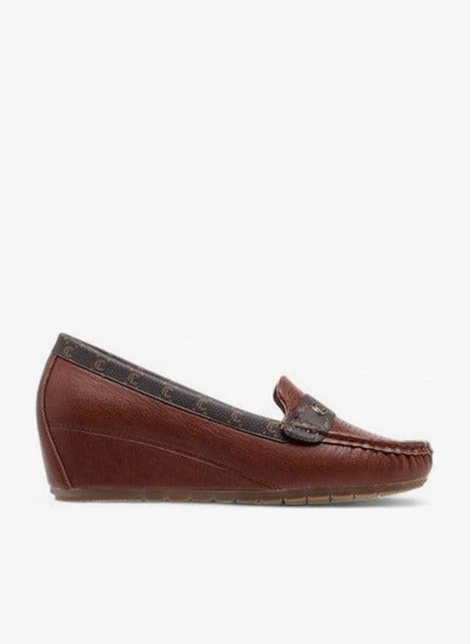 Women Monogram Print Slip-On Wedge Loafers - Image 1