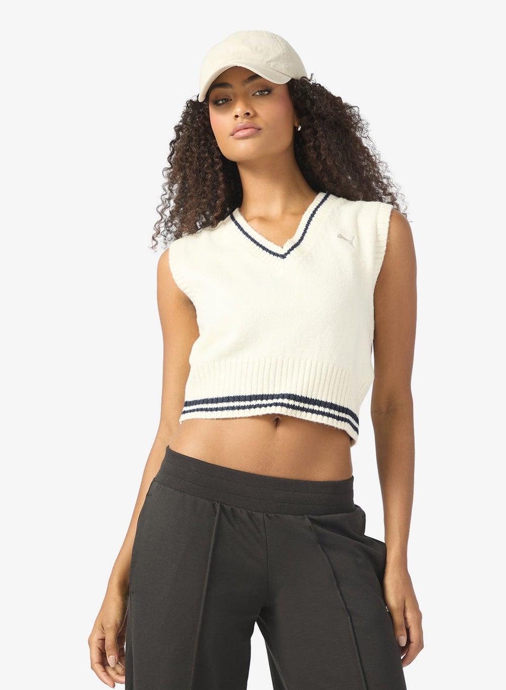 Puma Premium Essentials Cream Knit Vest - Image 1