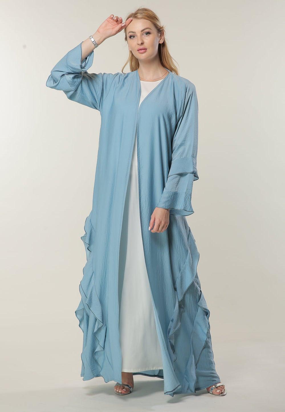 Frills Hem Casual Abaya - Image 1