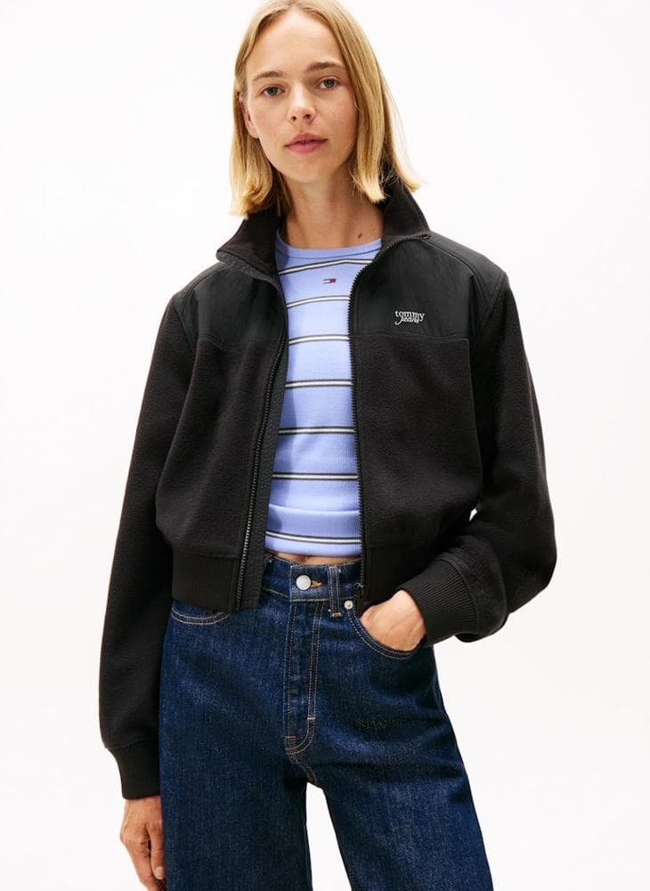 Logo Zip Through Jacket with Contrast Panels - Image 1