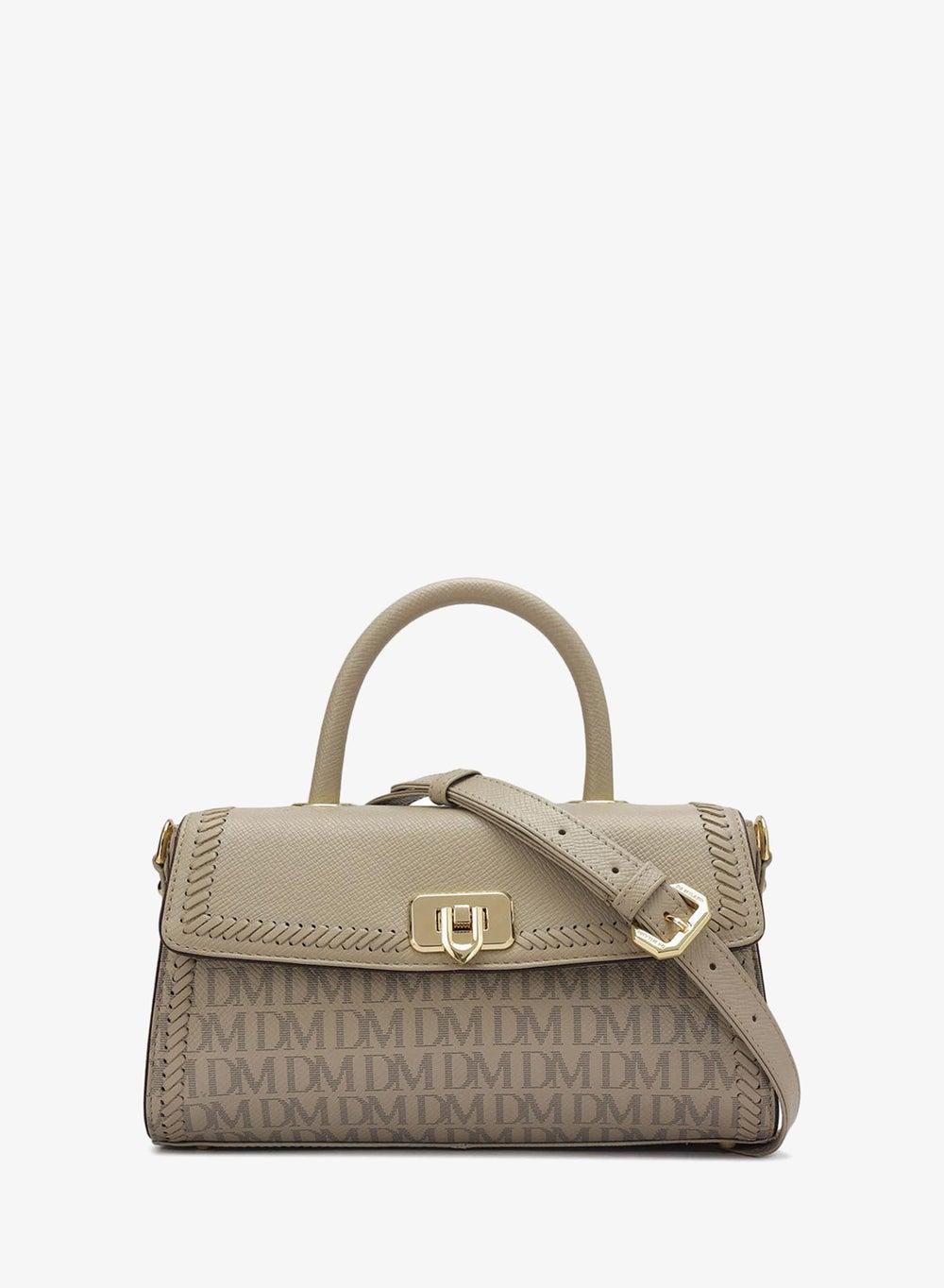 Genuine Leather Grey Satchel Bag with Detachable Strap - Image 1