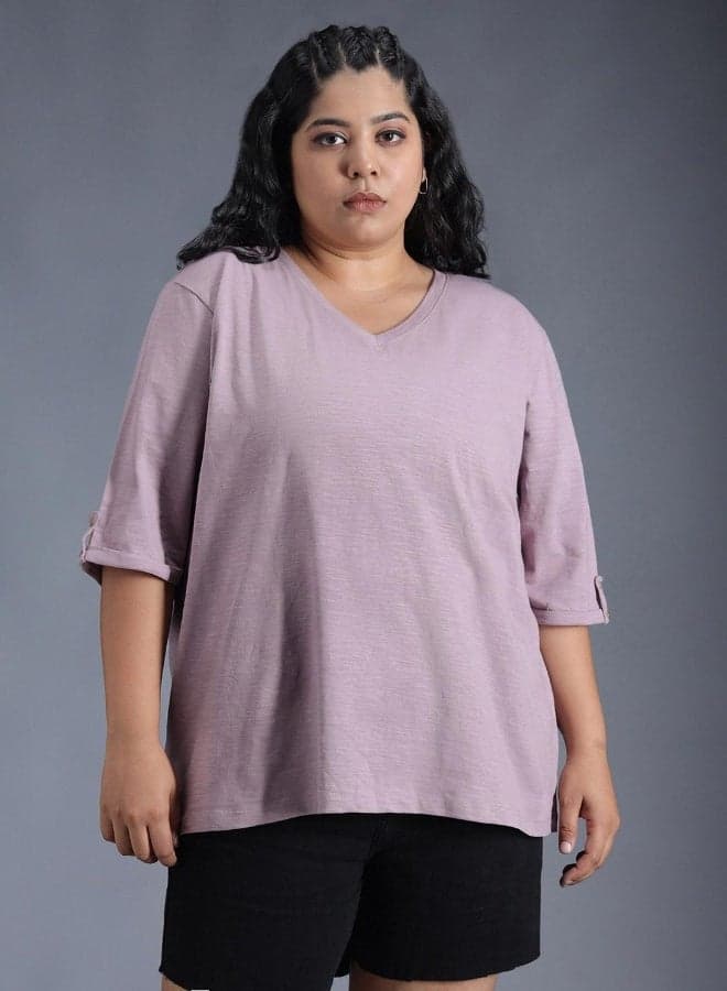 Women's Mauve Regular Fit T-Shirt for Casual Styling - Image 1