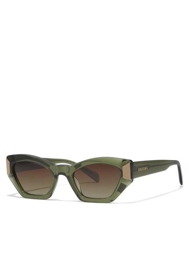 30Sundays Falera Cat Eye Sunglasses in Green/Brown - Image 1