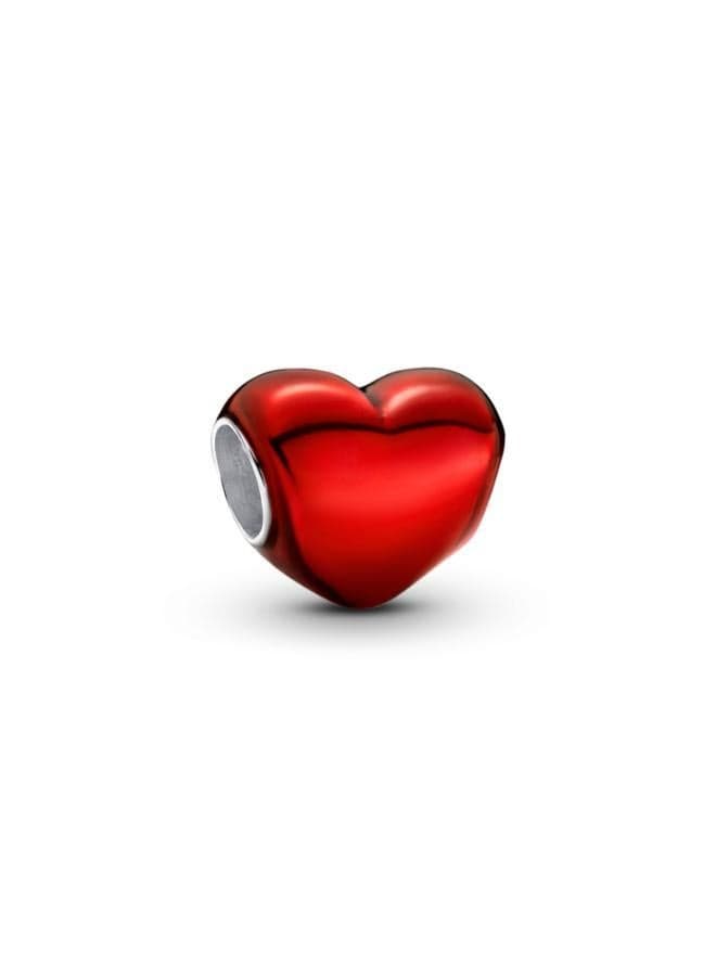 Metallic Red Heart Charm in Sterling Silver - Image 1