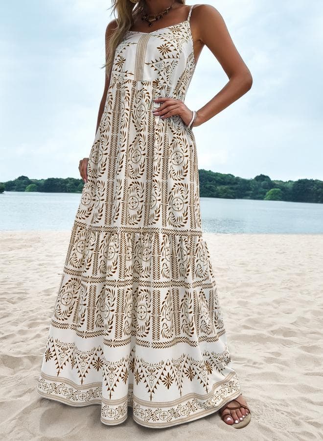 All-Over Print Strappy Maxi Dress - Image 1