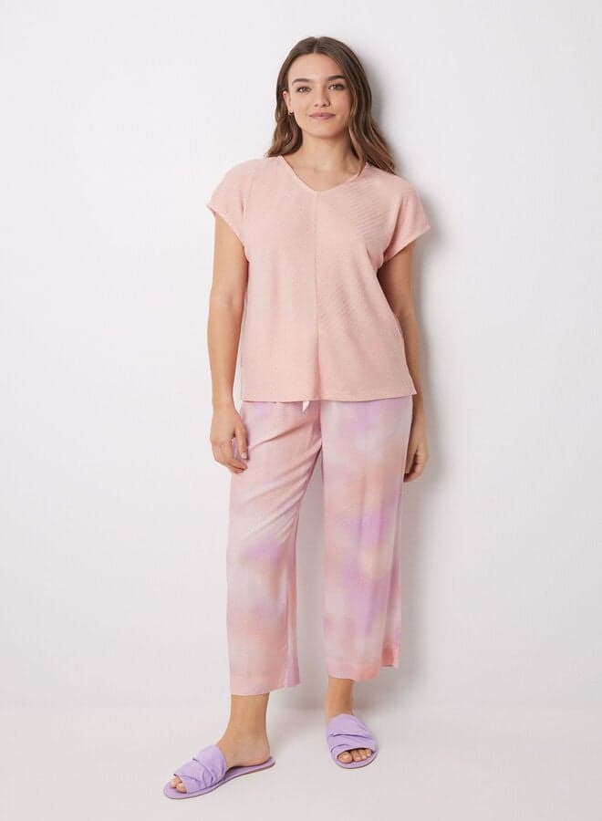 Orange Tie-Dye Capri Pajamas for Women - Image 1