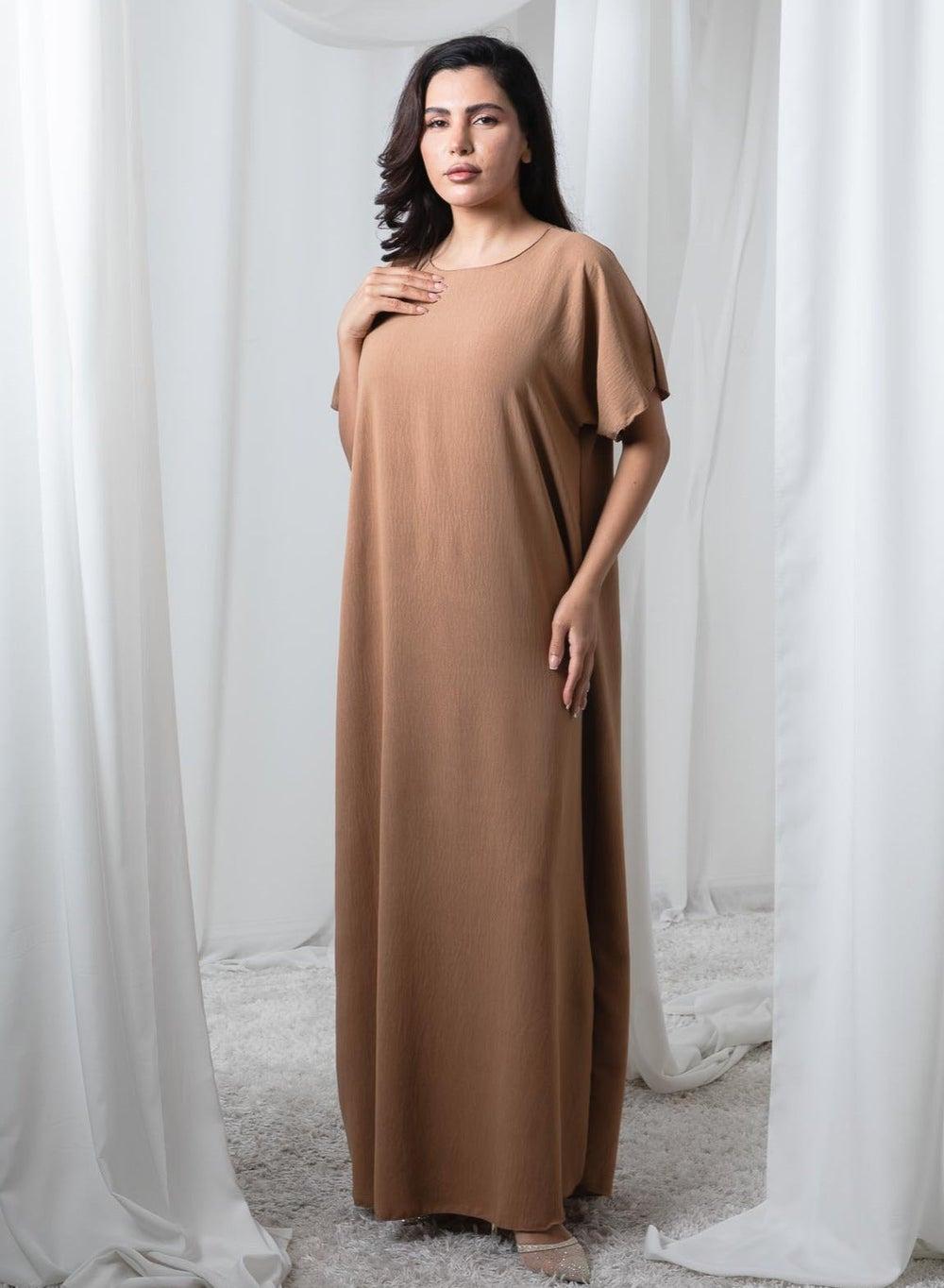 Tan CEY Fabric Inner Slip Dress for Abaya - Image 1