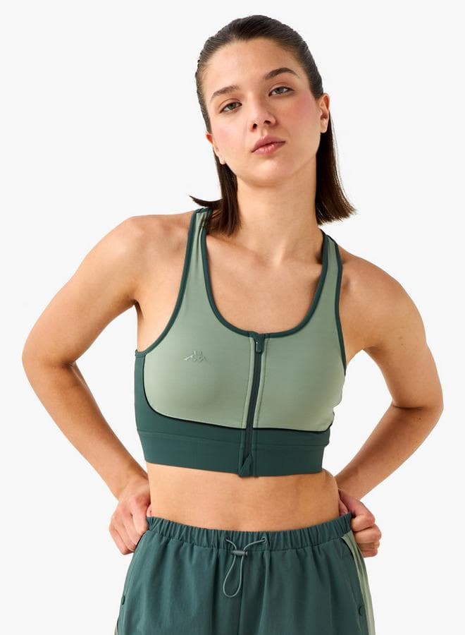 Kappa Racerback Sports Bra with Zip Detail - Image 1