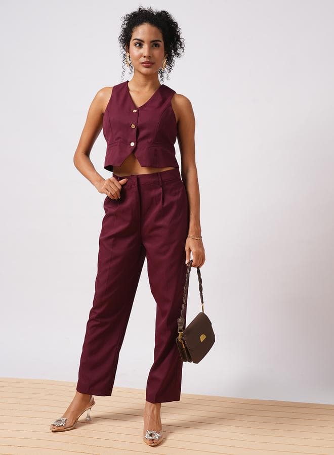 V Neck Front Pocket Detail Vest and Trousers Co-ords - Image 1