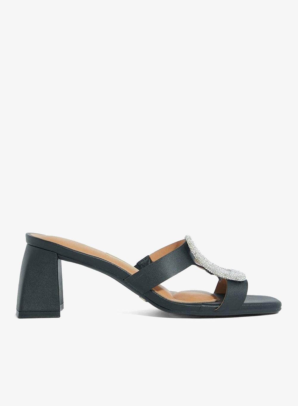 Mid Heel Sling Back Sandals with Ankle Strap - Image 1