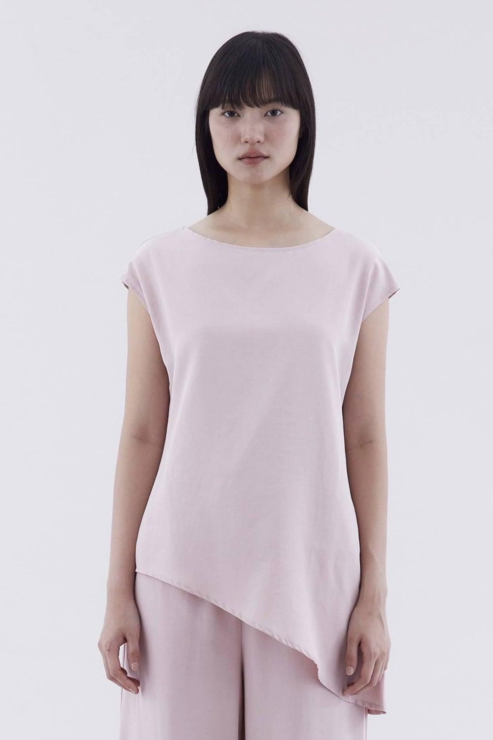 Beatrice Slant Hem Relaxed Tencel Linen Top - Image 1