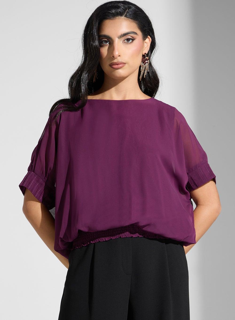 Short Sleeve Modest Blouse for Women - Image 1