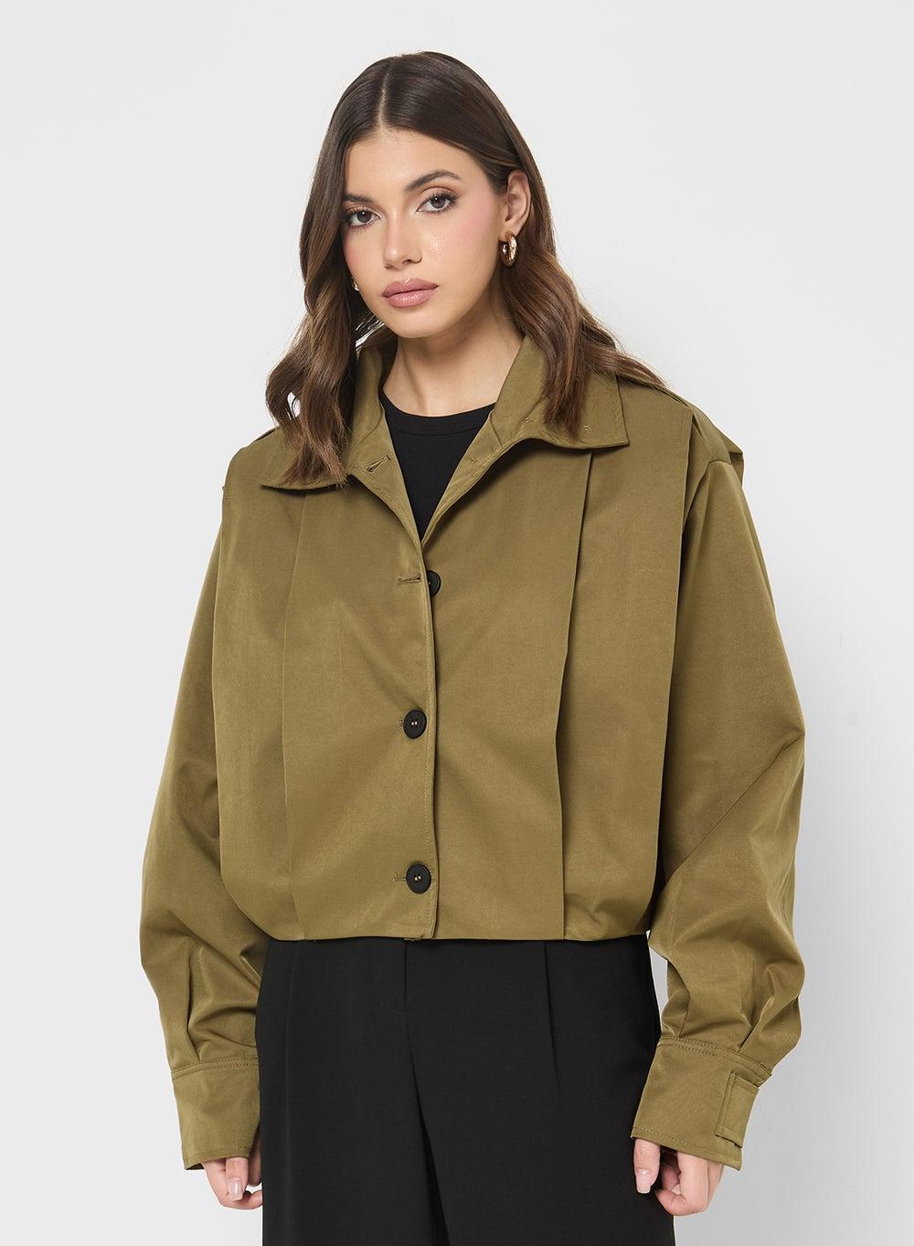 Cropped Jacket With Box Pleats - Image 1