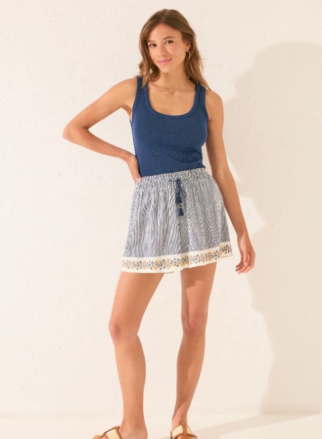 Striped Print Shorts With Borders - Image 1