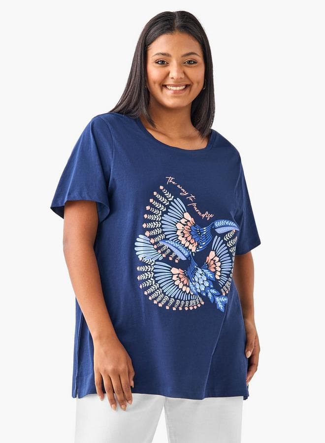 Plus Size Ulla Popken Graphic Print Tee - Image 1