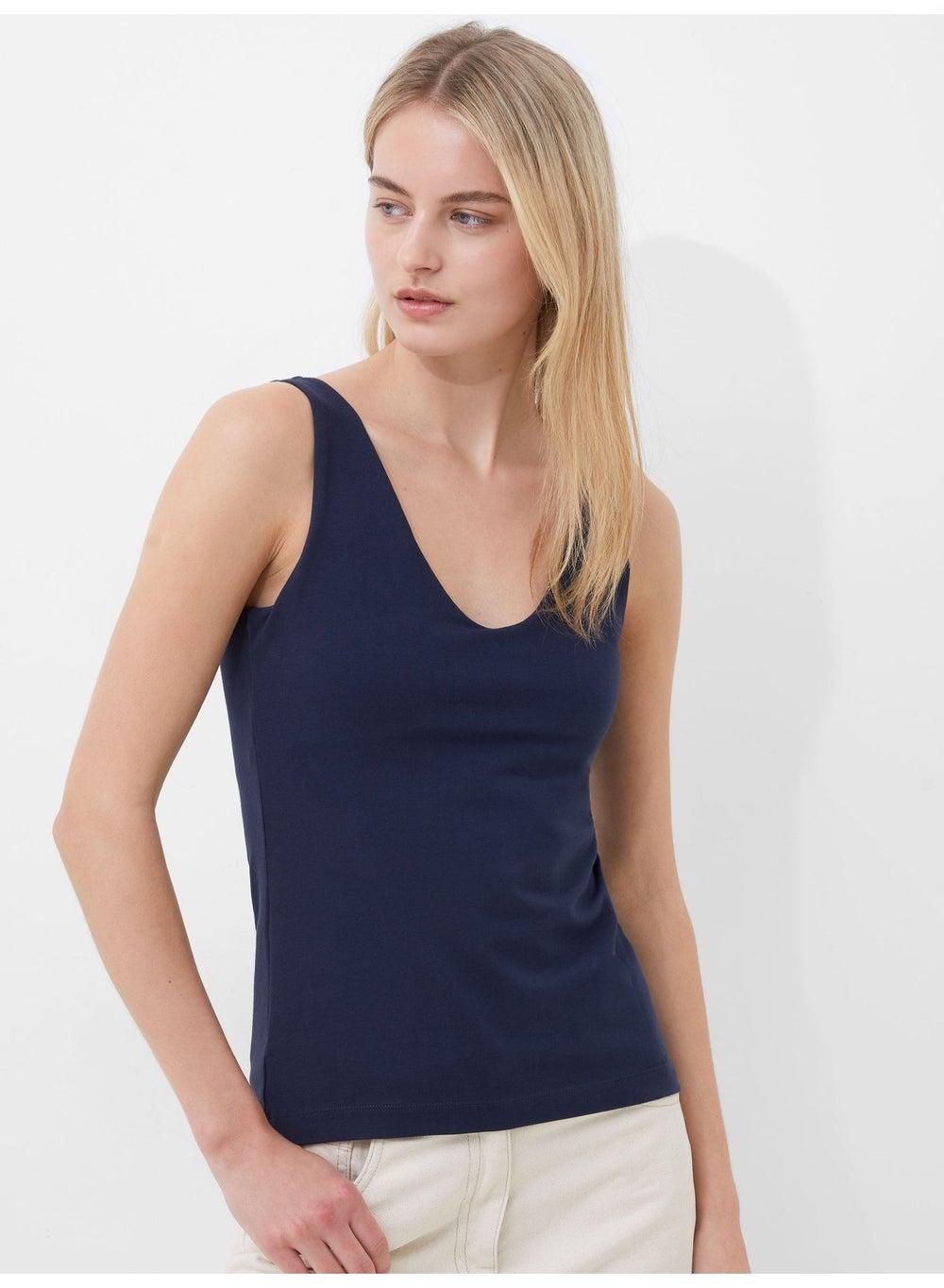 Cotton Organic Stretch V-Neck Tank - Image 1