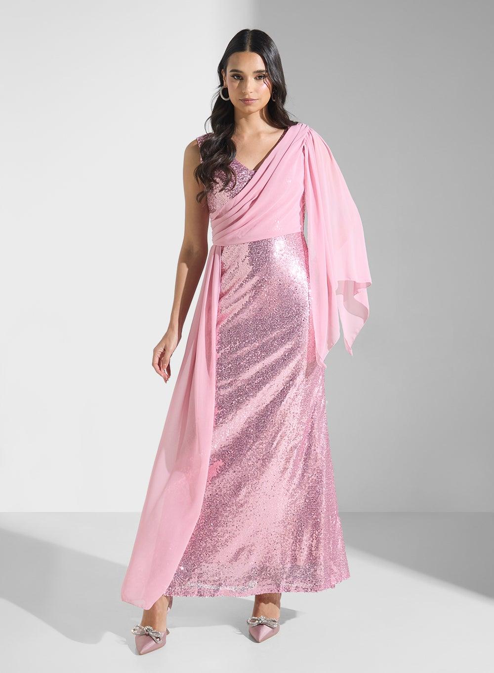 Sequin Chiffon Floor-Length Formal Gown - Image 1