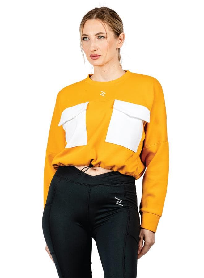 Women's Cropped Crew-Neck Sweatshirt with Bungee Hem - Image 1