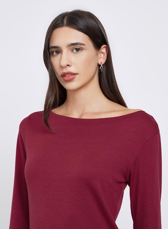 Burgundy Graphic Print Regular Fit T-Shirt - Image 1