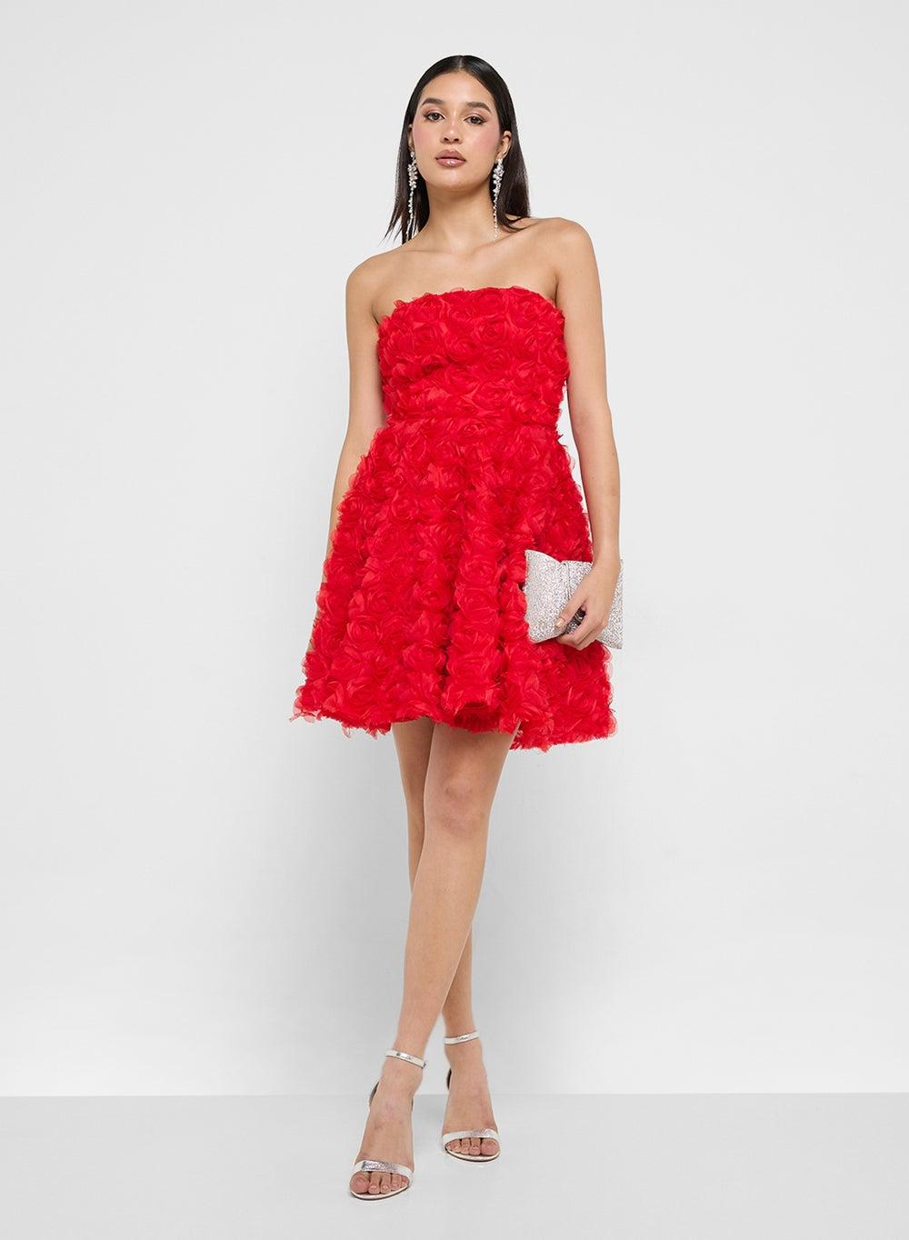 Floral Fit Flare Mini Dress - Image 1