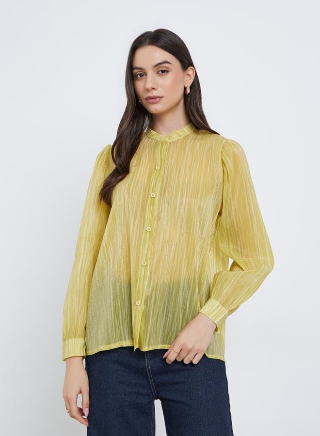 Take Two Striped Oversized Buttoned Blouse - Image 1