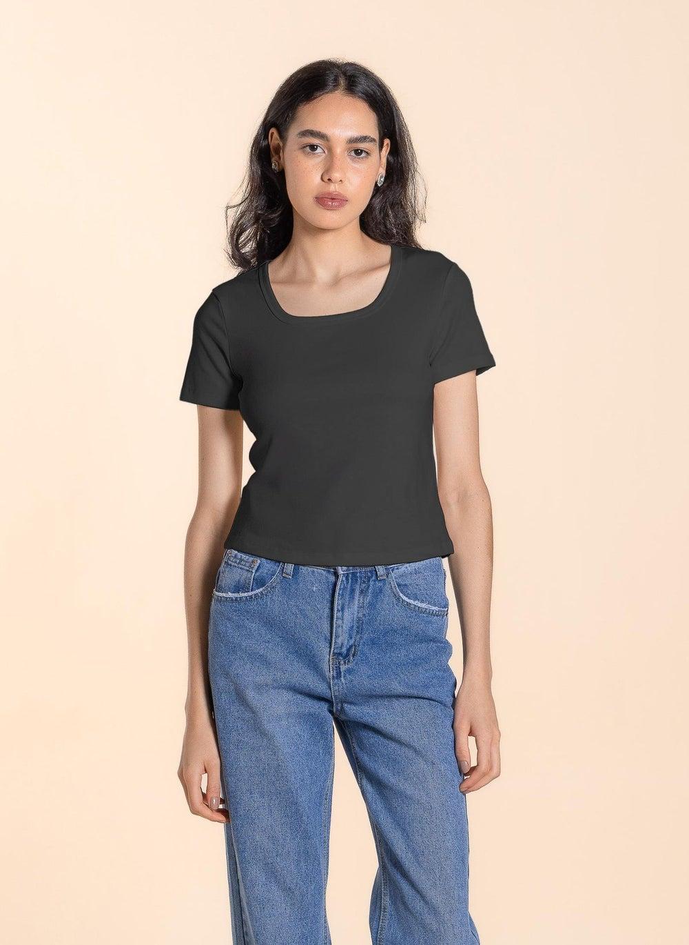 Wide Neck Basic T-Shirt for Everyday Wear - Image 1
