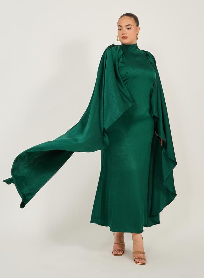 Emerald Cape Sleeve Midi Dress - Image 1