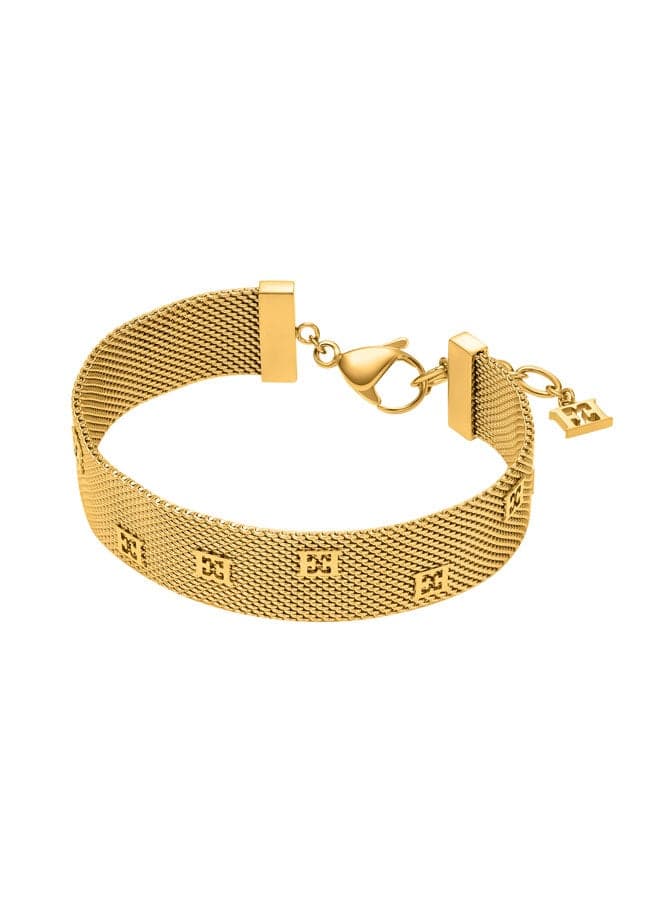 Eleanor Gold-Plated Mesh Bracelet with Signature Charm - Image 1