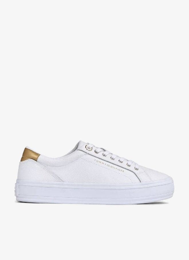 Metallic Heel Lace-Up Low-Top Sneakers - Image 1