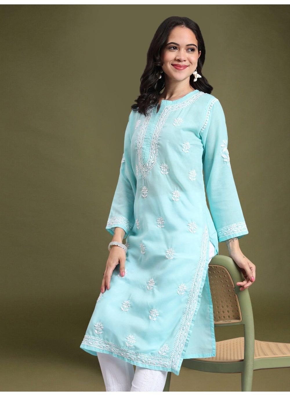 Hand Embroidered Chikankari Cotton Kurta AL3999 - Image 1