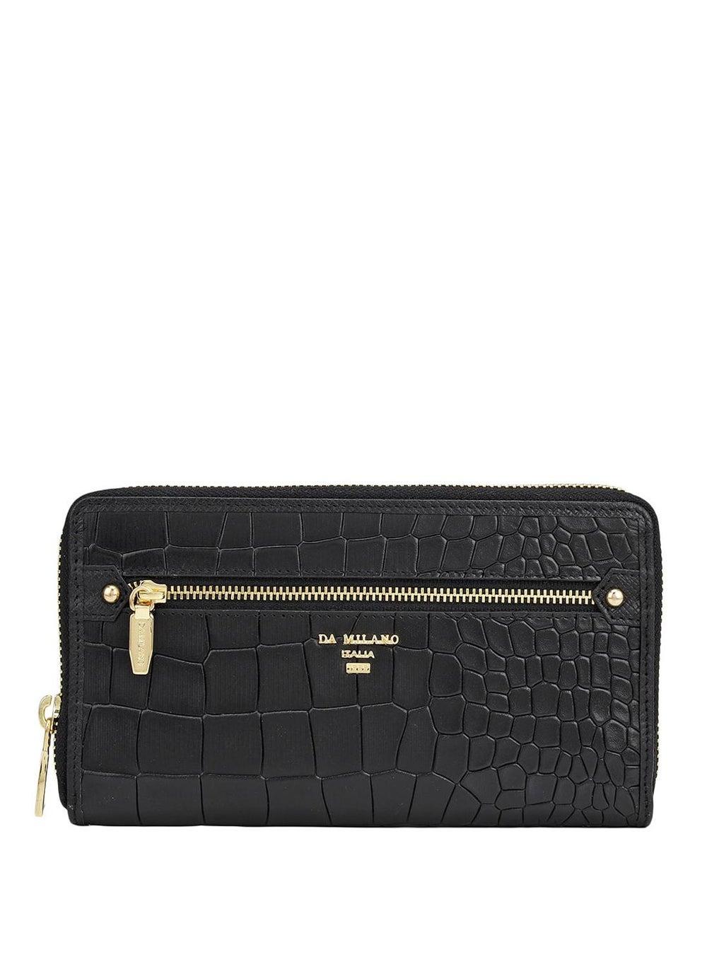 Da Milano Black Genuine Leather Ladies Wallet - Image 1