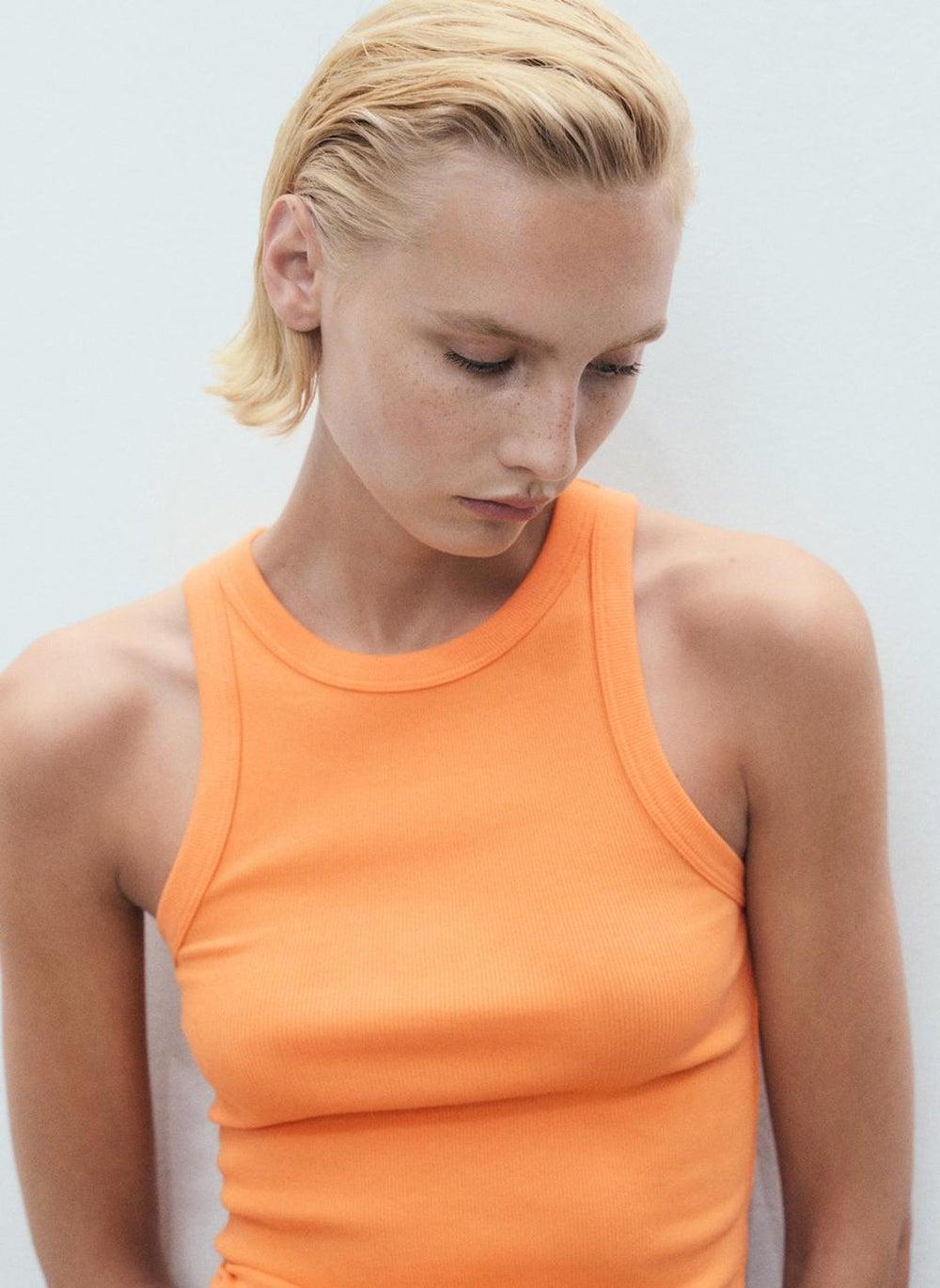Ribbed Cotton-Blend Sleeveless Top - Image 1