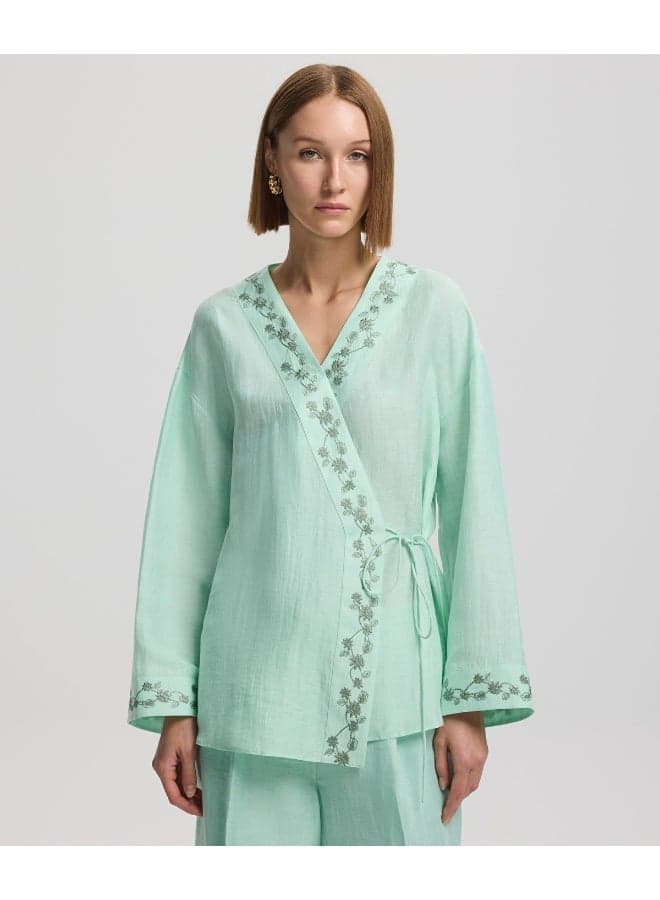 Regular Fit Embroidered Floral Blouse - Image 1
