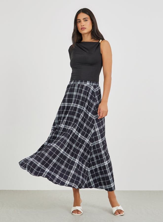Checked A-Line Midi Skirt - Image 1
