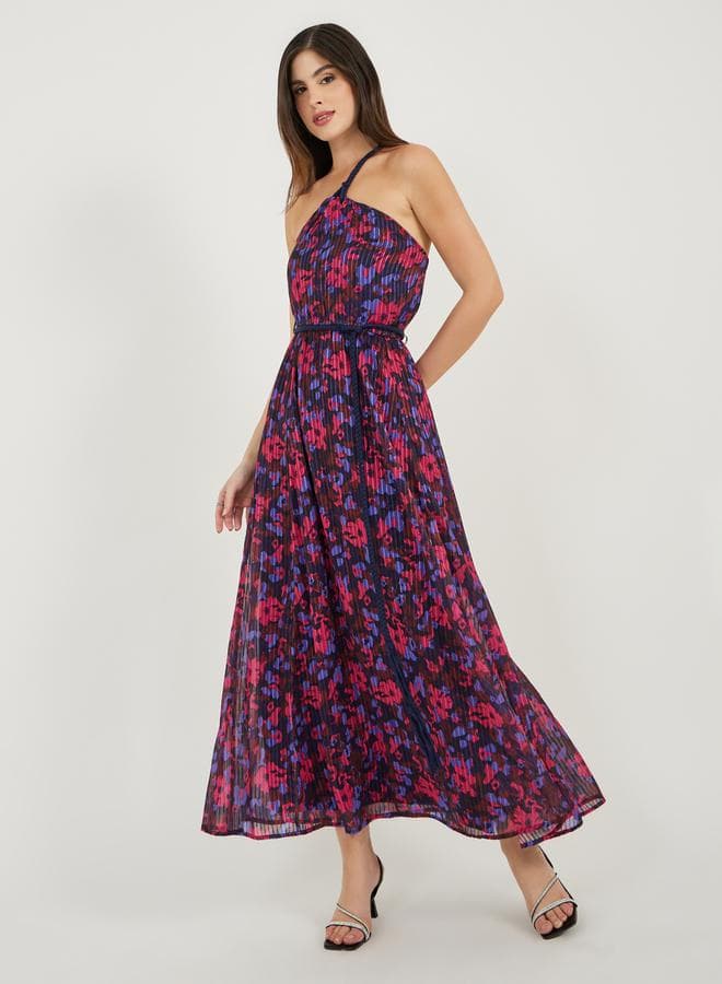 Floral Pleated One-Shoulder Midi Dress - Image 1