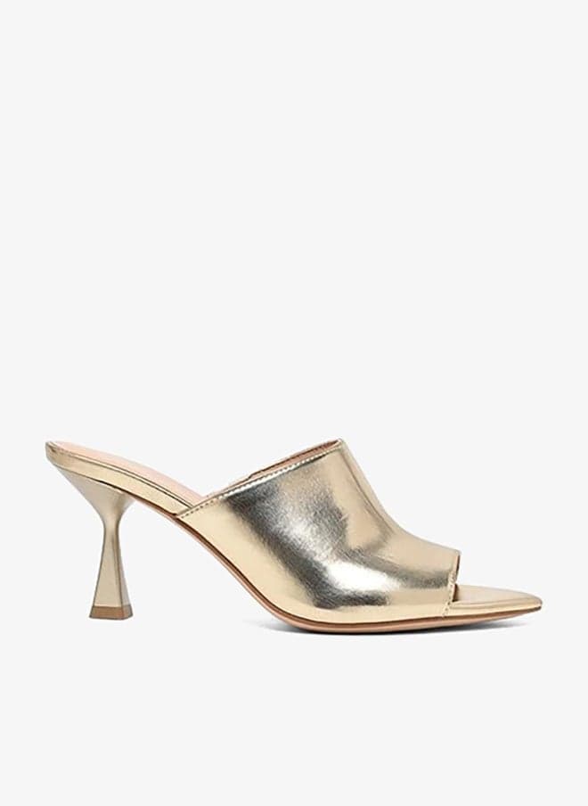 Polished Mid Heel Open-Toe Sandals - Image 1