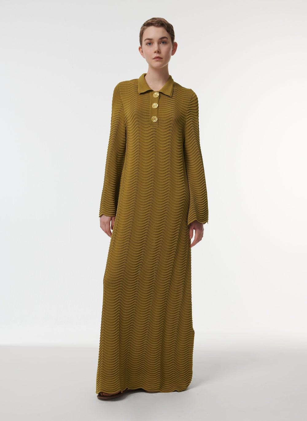 Textured Scallop Knit Kaftan with Bell Sleeves - Image 1