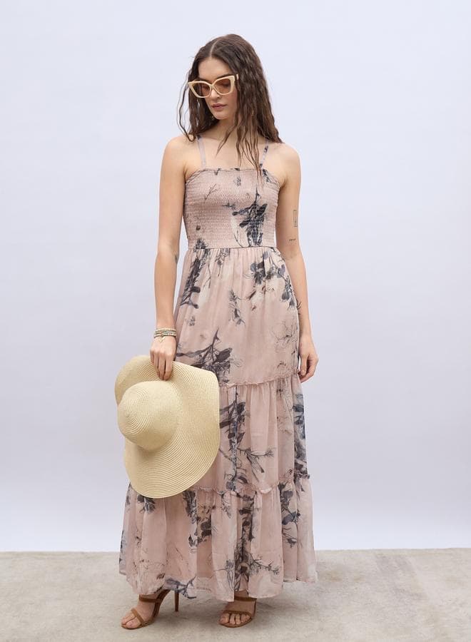Floral Tiered Smocked Maxi Dress - Image 1