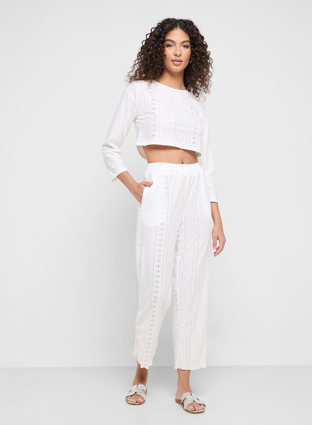 Pointelle Top & Pant Lounge Set - Image 1